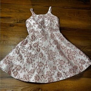 Floral Pink mini formal dress with slip underneath and criss cross back
